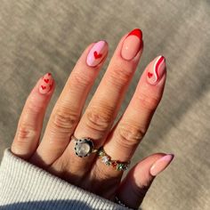 50 Pink Valentines Nail Art for Short Nails Small Red Heart, Matte Pink Nails, Nail Art For Short Nails, Art For Short Nails, Light Pink Nails