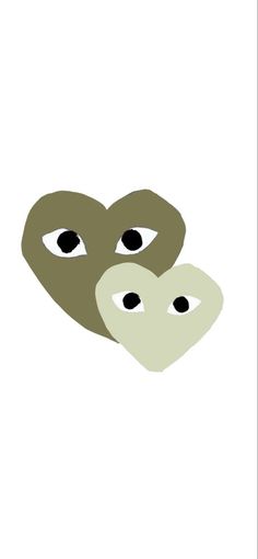 two hearts with eyes are shown on a white background