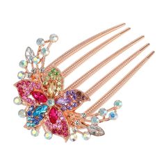 Rhinestone Hair Comb, Side Comb, Crystal Hair Comb, Clip Design, Flower Hair Comb, Rhinestone Hair, Crown Headband, Flower Hair Accessories, Crystal Hair