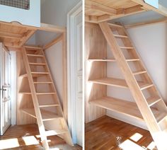 Stair Shelves, Attic Stairs, House Loft, Attic Remodel, Loft Room, Attic Rooms, Tiny House Cabin