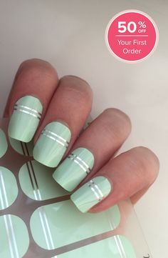 Glitz and Glam Green and Silver Nails Green And Silver Nails, Nail Hacks Diy, Korean Manicure, Mint Nails, Pretty Nail Polish, Spring Nail Trends, Different Nail Designs, Nail Time, Nail Polish Art