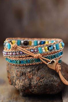 Trendsi Accessories Turquoise / One Size Gypsy Heart Layered Bracelet Multicolor Wrap Bracelet With Round Beads And Natural Stones, Multicolor Bohemian Beaded Bracelets For Healing, Bohemian Multicolor Beaded Bracelets For Healing, Bohemian Multicolor Gemstone Beaded Bracelets, Blue Bohemian Gemstone Bracelets, Bohemian Blue Gemstone Bracelets, Bohemian Multicolor Bracelets With Natural Stones, Artisan Multicolor Wrap Bracelet As A Gift, Unique Multicolor Wrap Bracelet For Healing