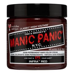 Manic Panic Semi-Permanent Hair Color Cream features not only a classic cream formula, but a vegan formula that colors and conditions hair. Manic Panic Infra Red Semi Permanent Cream Hair Color | Red | 4 oz. | Sally Beauty Manic Panic Fuschia Shock, Manic Panic Pink, Punky Hair, Manic Panic Hair Dye, Manic Panic Hair Color, Hair Color Wax, Dark Pink Hair, Manic Panic Hair, Pink Warrior