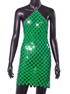 Green metal sequin dress. Sequin Decor, Bodycon Dresses Casual, Dress Women Elegant, Green Metal, Shirt Dress Casual, 70 Dress, Mini Shirt Dress, Color Fabric, Beaded Dress