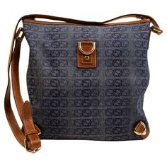 A Gucci messenger bag made of blue canvas/jeans fabric with interlocking GG pattern. The bag features a brown leather trim and gold tone hardware. The interior is lined with brown fabric, and next to the major compartment it features one pocket for a mobile phone and one pocket with a zipper. The bag has hardly any signs of use and it is in very good condition. Dimensions of the bag are: Width:30 cm Height:29 cm The max length of the shoulder strap is: 104 cm Gucci Messenger Bags, Jeans Fabric, Brown Fabric, Blue Canvas, Fashion Handbags, Leather Trims, Purses Crossbody, Bag Making, Messenger Bag