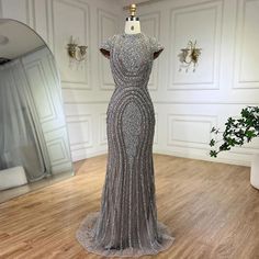 2024 Arabic Dubai Gray Nude Mermaid Floor-Length Beaded Luxury Evening Dress - Gown for Women's Wedding Party Elegant Beaded Gown For Banquet, Floor-length Rhinestone Gown For Banquets, Floor-length Rhinestone Gown For Banquet, Floor-length Rhinestone Mermaid Wedding Dress, Beaded Floor-length Prom Gown, Beaded Floor-length Evening Dress, Floor-length Sequined Mermaid Dress For Wedding, Floor-length Beaded Evening Dress For Prom, Elegant Rhinestone Mermaid Dress For Wedding