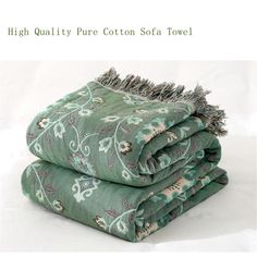 three towels stacked on top of each other with the words high quality pure cotton sofa towel