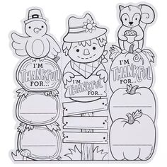 a black and white image of thanksgiving stickers with the words, i'm thanks for