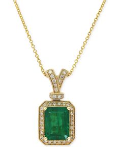 Brasilica by EFFY® Emerald (2-1/5 ct. t.w.) and Diamond (1/5 ct. t.w.) Pendant Necklace in 14k Gold, Created for Macy's Macys Jewelry, Ruby Rings, Gold Bracelets, Emerald Pendant, Emerald Necklace, Bridal Bands, Double Ring, Emerald Earrings, Jade Jewelry