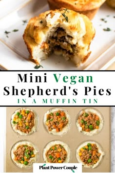 mini vegan shepherdd's pies in muffin tins on a plate