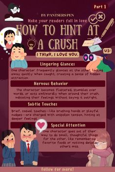 the info sheet for how to hit at a crush in an animated video game,