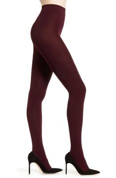 Versatile tights in a pure matte finish are made with flat seams and a wide waistband for long-lasting comfort. Style Name:Falke Pure Matte 100 Opaque Tights. Style Number: 5001154. Maroon Tights, Burgundy Tights, Jimmy Choo Boots, Thick Tights, Women's Tights, Red Tights, Jenny Bird, Crop Blazer, Dark Burgundy