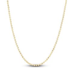 Dynamic beads of 14K yellow gold nestle to create this elegant women's 2.0mm beaded chain necklace. The 24-inch necklace secures with a lobster clasp. Classic Single Strand Chain Necklace With Round Beads, Classic Single Strand Necklace With Round Beads, 14k Gold Necklace With Beaded Chain, 14k Gold Beaded Chain Necklace, 14k Gold Necklace With Round Beaded Chain, Yellow Gold Beaded Necklaces With Delicate Chain, Classic Beaded Chain Necklace With Round Beads, 14k Gold Beaded Chain Necklace With Round Beads, Yellow Gold Beaded Chain Necklace