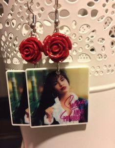 These little earrings are perfect for any Selena fan. Earrings measure approximately 2 and 1/2 inches including the hook. The earring hooks are made of lead and nickel free surgical steel. Very friendly and sensitive to ears! Free shipping for a limited time Personalized Red Drop Earrings, Personalized Red Dangle Earrings, Trendy Personalized Adjustable Earrings, Trendy Flower Earrings As Gift, Trendy Lever Back Earrings As Gift, Little Earrings, Selena Quintanilla, Fan Earrings, Daughter Birthday