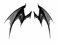 two black bats on a white background, one with large wings and the other without wings