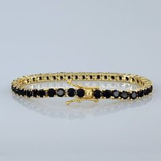 Brand New Women's Gold & Onyx Tennis Bracelet 7" - The Most Common Women's Size. Width 4mm 14k Gold Plated Sterling Silver Genuine 2ct Natural Black Onyx Gemstones Retail Price $450 Buy With Confidence From A Top Rated Seller With A 99%+ Rating! *Also Available In Silver / Black A2125 (Id-651) Classic Tennis Bracelet With Black Diamonds, Formal Tennis Bracelet With Black Diamonds, Aaa Quality Black Jewelry For Formal Occasions, Elegant Black Tennis Bracelet With Jubilee Style, Black Round Gold Bracelet As Gift, Elegant Adjustable Black Diamond Bracelet, Classic Black Diamond Bracelet For Formal Occasions, Black Gold Round Bracelet As Gift, Elegant Black Adjustable Diamond Bracelet