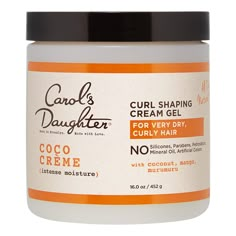 PRICES MAY VARY. Carol's daughter Coco creme curl shaping cream gel for curly hair shapes and defines curls with soft, natural hold for the perfect wash n' Go that's fast and lasts all-day without drying out curls All day natural hold- This styling coconut oil cream gel slips easily upon application for even control. Curls are set leaving them feeling soft and shiny so you get bouncy curls that move without flakes, stiffness or residue Hair moisturizer- Enriched with oils and butters, this natur Curly Hair Shapes, Carol's Daughter Hair Products, Best Curl Cream, Gel For Curly Hair, Carols Daughter, Hair Shapes, Curl Products, Carols Daughter Products, Hair Milk