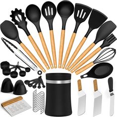 an assortment of cooking utensils and spatulas