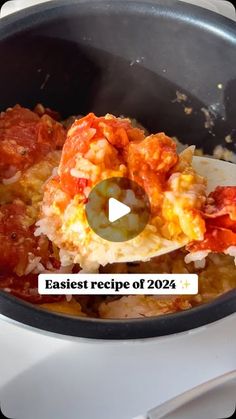 an image of food being cooked in a pot with the words easy recipe of 2054