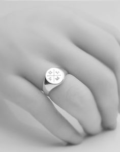 Classic Signet Ring in solid sterling silver Engrave this ring with your family initials in a cross design (cross design can be replaced by arrows at your request). * Shank tapers from 7.5mm to 3.4mm making this ring very comfortable to wear * The signet on this ring is solid not hollow * Choose from US ring size 4, 5, 6, 7, 8, 9, 10 or 11 * Solid .925 Sterling Silver (not plated) ~ Hallmarked * Made in the U.S.A. * Features a 11 x 9 mm signet plate for personalization (varies slightly by size) Couples Initials, Print Handwriting, Jacksonville Beach, Fingerprint Jewelry, Monogram Jewelry, Personalized Pendant, Signet Rings, Cross Design, Cross Designs