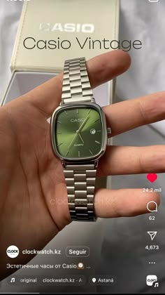 Casio Watch Aesthetic, Casio Quartz, Casio Vintage Watch, Diy Gift For Bff, Casio Vintage, Fashion Infographic, Green Watch, Fancy Watches, Mens Casual Outfits Summer