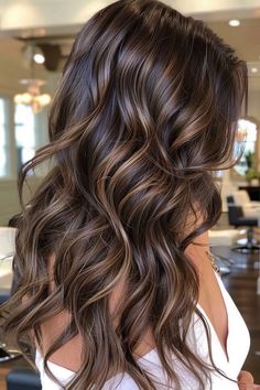 23 Divine Dark Brown Hair Balayage Hairstyles For Beautiful Dimensional Hair Health Long Hair, Highlight Ideas For Light Brown Hair, Burnett Hair Ideas, Honey Brown Balayage With Money Piece, Soft Caramel Balayage On Dark Hair, Color Ideas For Dark Brown Hair, Partial Balayage Medium Length, Dark Brown Hair Carmel Hilights, Latte Highlights On Dark Hair