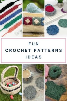 crochet patterns with text overlay that says fun crochet patterns ideas