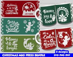 christmas mugs bundle svg files