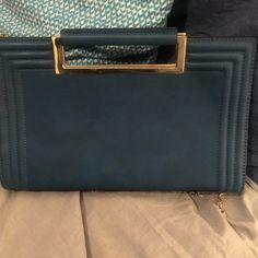 A Never Used, Tag (Not Attached) Melie Bianco Bag With A Gold Chain (Detachable)..No Flaws... Price Is Negotiable Blue Rectangular Satchel For Party, Blue Rectangular Party Satchel, Blue Satchel Shoulder Bag For Party, Chic Blue Satchel Evening Bag, Trendy Blue Box Bag For Formal Occasions, Blue Clutch Bag With Top Carry Handle, Chic Blue Satchel Box Bag, Chic Blue Pouch Satchel, Blue Shoulder Bag With Detachable Handle For Party