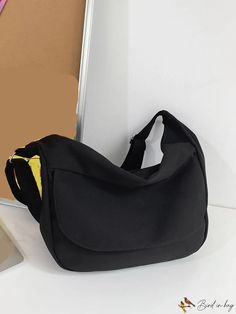 BirdinBag - Chic Hobo Bag featuring Stylish Bag Charm Plain Style, Stylish Bag, Black Bag, Bag Straps, Hobo Bag, Crossbody Bags, Bag Lady, Size Chart, Product Description