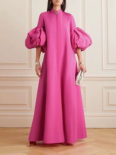 Flared Sleeves Long Sleeves Elasticity Flower Print Split-Joint Tied Waist Collarless Outerwear Tailored Outfits, Look Formal, Lantern Sleeve Dress, Classy Dress Outfits, England Fashion, Half Sleeve Dresses, Mid Length Skirts, Maxi Dress Evening, Floor Length Dresses