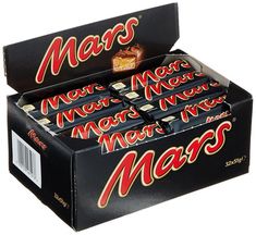 mars bar display box on white background