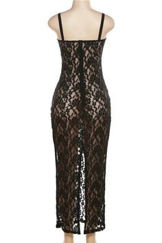 This enchanting maxi dress features delicate lace floral details and a stunning see-through mesh design, creating an ethereal look. Perfect for formal events or garden parties, it combines romance and elegance for a truly unforgettable ensemble. Details: Elasticity: Slight Stretch Fabric Type: POLYESTER Silhouette: STRAIGHT Neckline: slash neck Material: POLYESTER Size (IN) Bust Size Skirt Length S 29.13-37.80 48.03 M 30.71-39.37 49.21 L 32.28-40.94 50.39