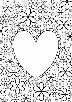 a white heart surrounded by black and white flowers