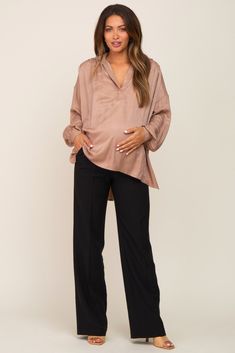 Details A straight leg dress pant with an over-belly waistband. Content + Care 95% Polyester 5% Spandex HAND WASH COLD, DO NOT BLEACH, HANG DRY, IRON LOW Import Size + Fit Inseam: 32" Product Code: 82814 Model Stats: Height: 5'7" Bust: 32.5" Hips: 36" Wearing Size: Small Maternity Business Casual, Maternity Office Wear, Maternity Dress Pants, Casual Maternity Outfits, Cute Maternity Outfits, Casual Maternity, Trendy Maternity, Fall Denim, Maternity Outfits