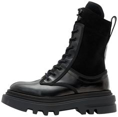 PRICES MAY VARY. These boots fit true to size Ankle boots Lace up Side zip closure Round toe Allsaints Ankle Boots For Fall, Allsaints Black Ankle Boots, Allsaints Leather Ankle Boots, Allsaints Leather Boots With Round Toe, Ankle Boots Lace, Black Leather Combat Boots, Boots Fit, Black Lace Up Boots, Leather Combat Boots