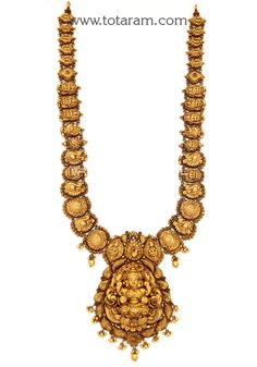 22 Karat Gold "Lakshmi - Peacock" Long Necklace with Beads (Temple Jewellery) - 235-GN4596 - in 81.950 Grams for USD $6588.89. 
Made in India by Totaram Jewelers Online this product is in Gold - 22 Karat BIS Hallmark 916 KDM Gold  & is an excellent gift for Adult - Women. Ships fully insured with secured guaranteed delivery for free with your order over $250 from New Jersey USA & comes with 30 days exchange policy. Necklace Set Indian Bridal Jewelry, Peacock Motifs, Haram Designs, Gold Haram, Necklace With Beads, Gold Jewellry, Necklace Set Indian, Bride Jewelry, Gold Bride Jewelry