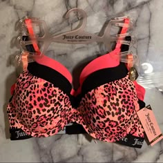 New With Tags Msrp $54 Size: 34b Juicy Couture Los Angeles, California Sexy Push Up Bra Set 3 Pack Black Neon Pink Neon Animal Print, Cheetah Adjustable Straps Juicy Couture Logo Elastic Band 2 Hook Closure Slightly Padded Cups All Reasonable Offers Welcome Smoke Free Home Ships Day Of Or Day After Purchase Mcbling Juicy Couture, Cute Bras Sets, Juicy Catore, Push Up Bra Outfit, Mcbling Clothes, Juicy Couture 2000s, Neon Bra, Neon Animal Print, 2000s Juicy Couture