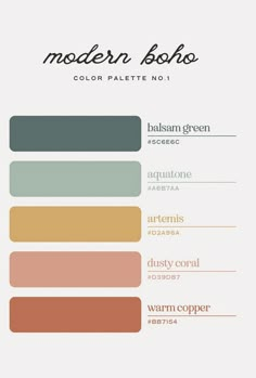 the color palette for modern boho