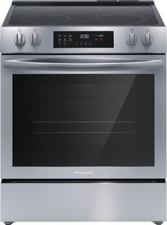 a silver oven with the door open on an isolated white background