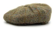 "Harris Tweed 8 Piece Newsboy Cap Green Herringbone - Hand Woven in the Outer Hebrides of Scotland Stylish Traditional Headwear Perfect for outdoors Approximate Size - Small 56 cm , Medium 57 cm , Large 59 cm , XL 61 cm , XXL 63 cm. Measuring Instructions -Place the string or tape around your head about 1/8\" above your ear, across the mid-forehead, completely circling your head. Hold the tape firmly, but not too tightly. Basically, you need to measure your head exactly where the hat will sit. I