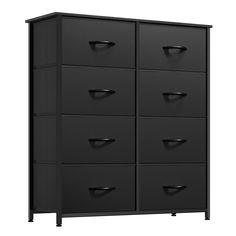 a tall black cabinet with six drawers