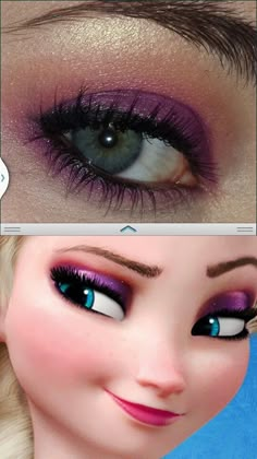 Elsa makeup Princes Makeup, Frozen Halloween Costumes, Make Up Yeux, Frozen Halloween, Disney Eyes, Frozen Face, Makeup You Need