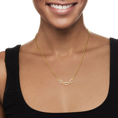 Ross-Simons - .20ct t. w. Diamond Paper Clip Link Necklace in Gold. 18". Featuring a timeless paper clip link design of dazzling .20 ct. t. w. round diamonds and luxe 18kt yellow gold, this beautiful necklace is a style you can count on for life. Suspends from a cable chain with a 2" extender. Lobster clasp, diamond paper clip link necklace. Diamond birthstones are the perfect gift for April birthdays. April Birthday, Diamond Birthstone, Link Design, Necklace Diamond, Beautiful Necklace, Link Necklace, Paper Clip, Cable Chain, Beautiful Necklaces