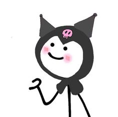 a black and white drawing of a cat with a pink bow on it's head