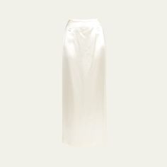 THE ROW "Laz" satin skirt High wait Full length Straight silhouette Back walking vent Back zip Wool/silk Made in Italy Elegant Silk Wedding Bottoms, Elegant Silk Bottoms With Satin Finish, Evening Satin Pencil Skirt, Elegant Silk Satin Bottoms, Elegant White Silk Bottoms, Evening Silk Midi Skirt, Satin Lined Skirt Bottoms For Evening, Relaxed Silk Skirt For Evening, Spring Formal Silk Maxi Skirt