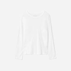 For a little extra coverage—even in the heat. The Long-Sleeve Air Tee is cut with a loose relaxed fit and is made of super-light cotton making it an easy warm-weather staple. Women's Air Long-Sleeve T-Shirt by Everlane in White Relaxed Everyday Tops For Fall, Relaxed Long Sleeve T-shirt For Summer, Relaxed Long Sleeve Summer T-shirt, Solid Color Relaxed Tops For Fall, Relaxed Solid Color Tops For Fall, Effortless Cotton Tops For Fall, Relaxed Fall Tops, Solid Crew Neck Tops For Daywear, Classic Crew Neck Long Sleeve Top For Spring