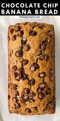 chocolate chip banana bread with text overlay