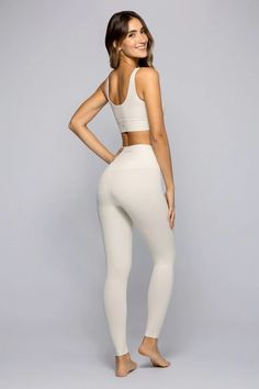 Luxana Leggings - Goddess White – PHUTURE Seamless Elastane Leggings, Seamless Elastane Leggings For Loungewear, Fitted Beige Leggings For Gym, Fitted Beige Leggings For Workout, Beige Fitted Gym Leggings, Beige Fitted Leggings For Workout, Tight Beige Yoga Leggings, Fitted Beige Yoga Leggings, High Waist Beige Yoga Leggings