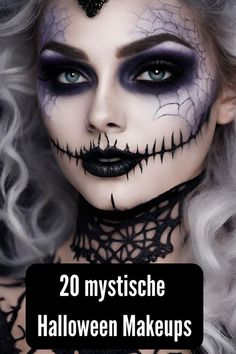 Hier findet ihr 20 mystische Halloween Makeups und tolle Ideen für ein gruseliges Kostüm. Im Link sind viele weitere Inspirationen! #halloween #makeup #horror #mystisch #grusel #gruselig #schminke #tipps #ideen #kostüm #kostüme #fasching #facepainting #bodypainting #körperbemalung #gesichtsbeamlung #frau #augenmakeup #portrait #portraits spinnen totenkopf spinnennetz #lacatrina #mexikanisches #totenfest #mystisch Halloween Makeup Horror, Heidi Klum Halloween Costume, Catrina Makeup, Halloween Maquillage, Holloween Makeup, Creepy Makeup, Bricolage Halloween, Horror Make-up, Creepy Halloween Makeup